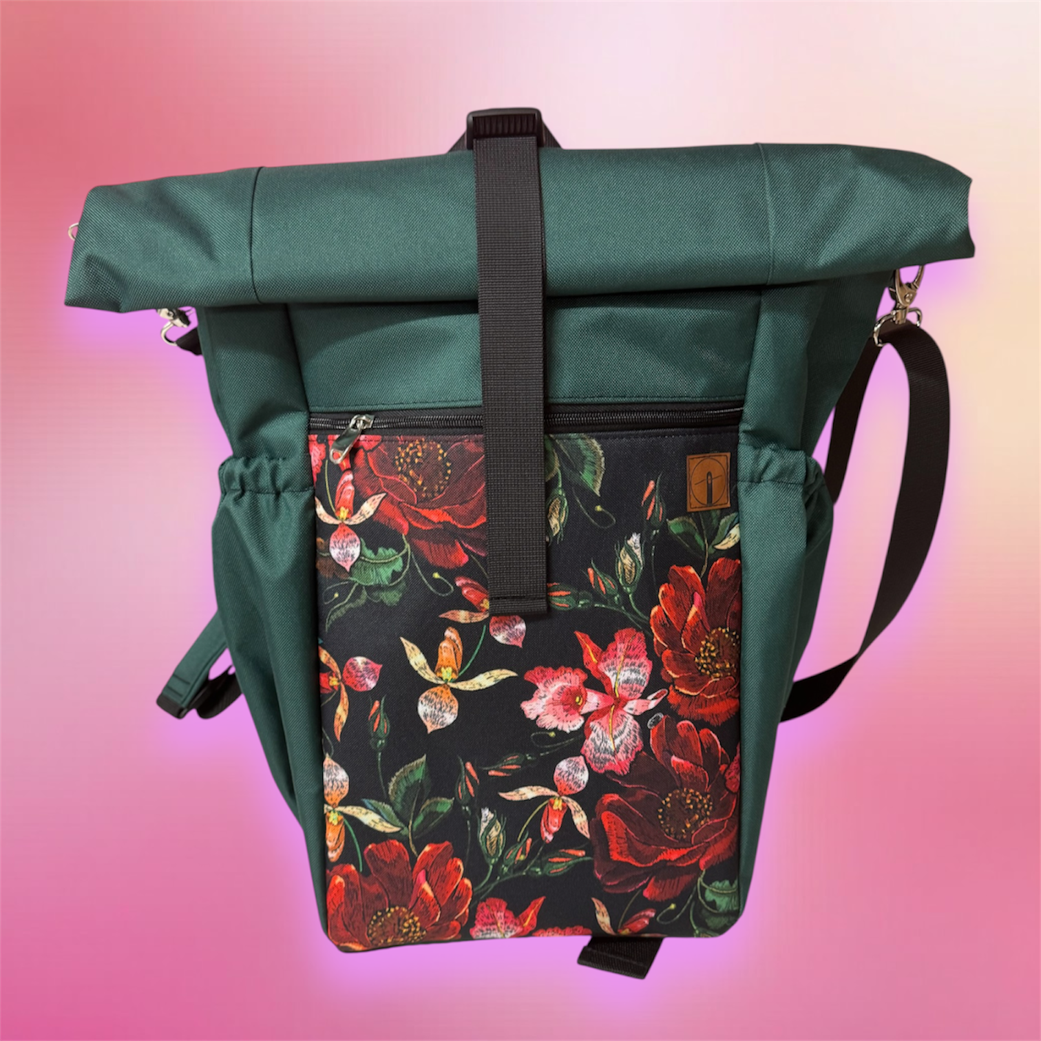 Tripek seniorita na zieleni 2w1 z paskiem do walizki i nowe kieszonki