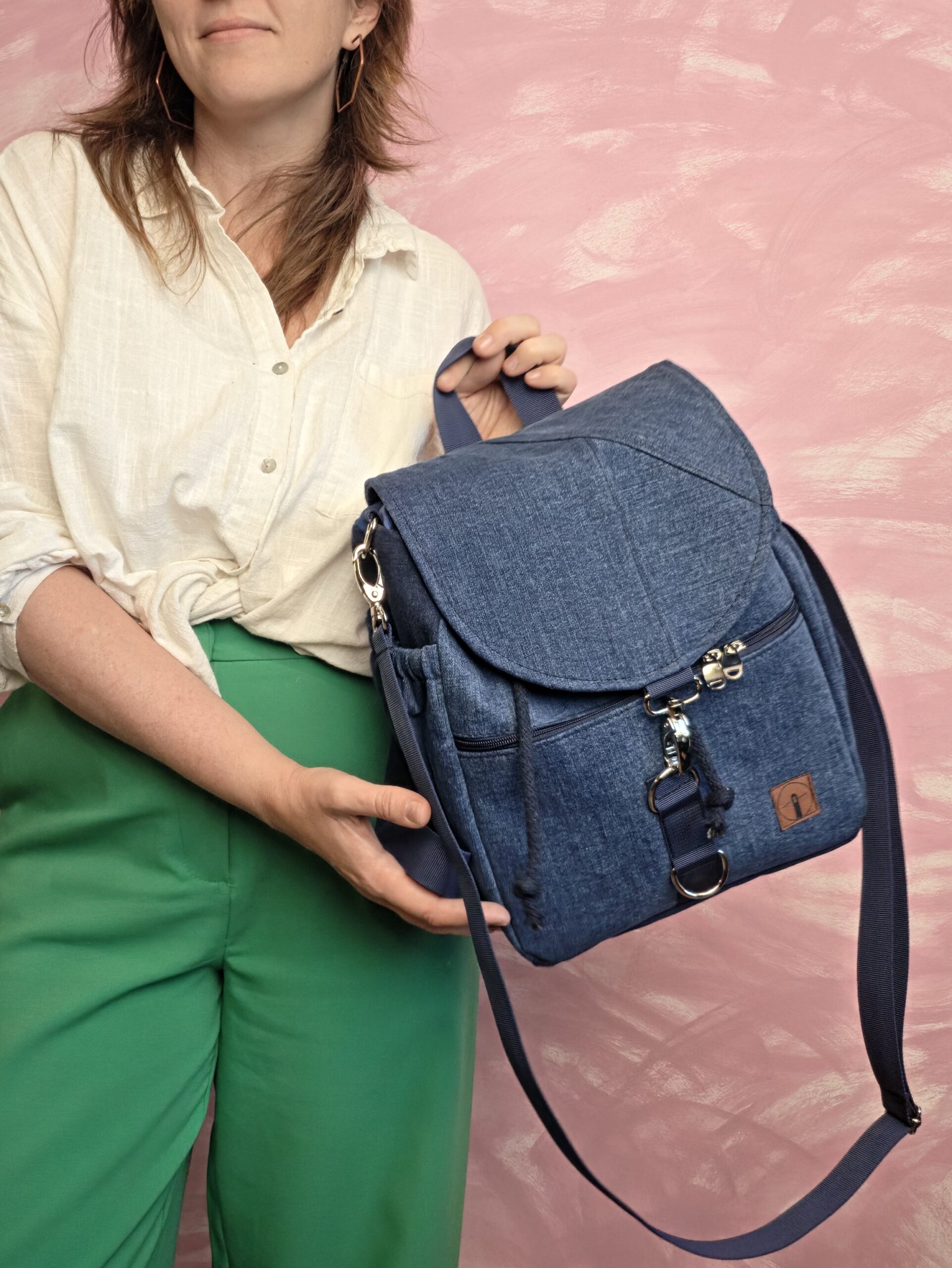 Plecak Klapkowiec mini 2w1 jeans recykling - obrazek 5