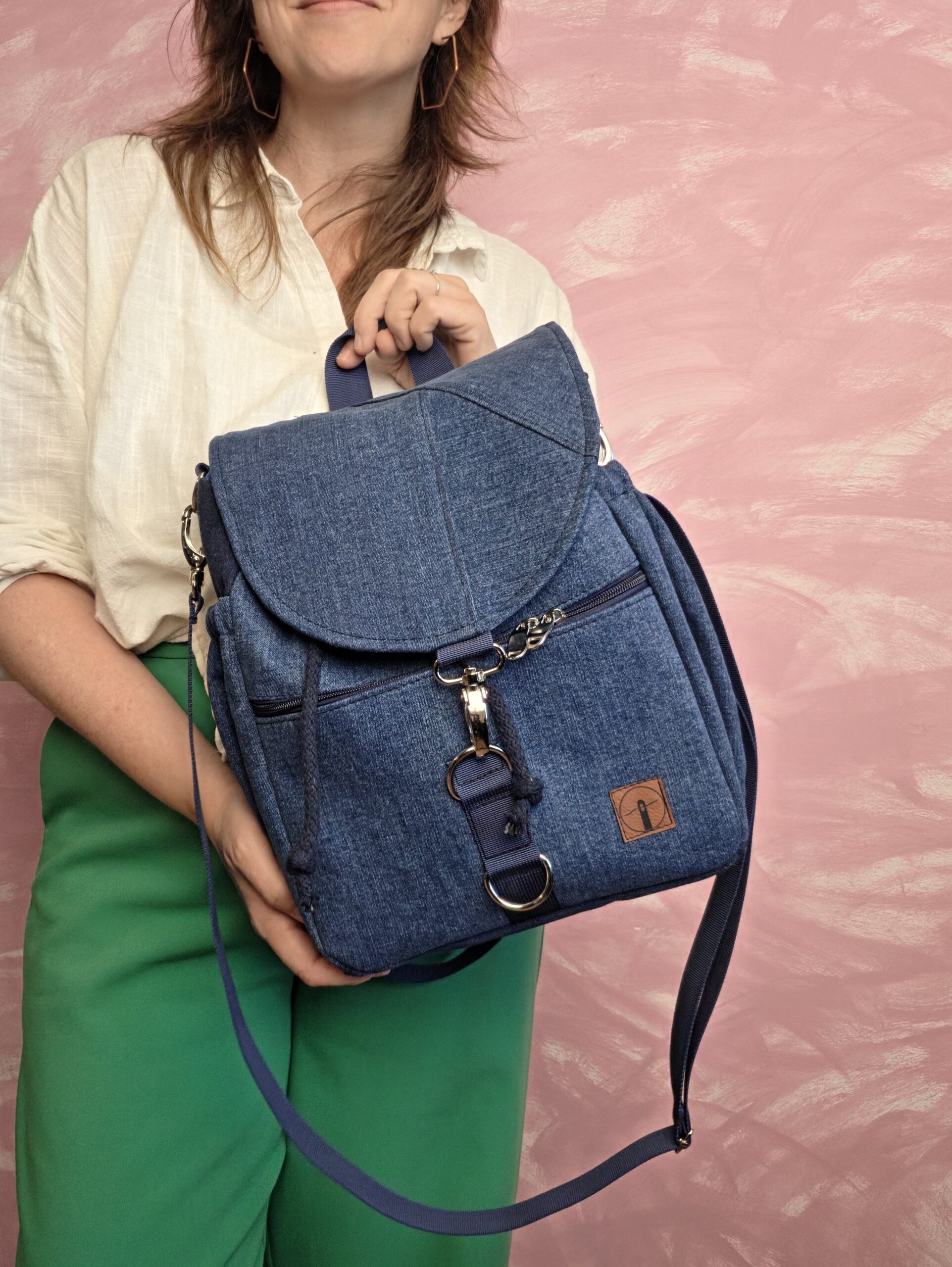Plecak Klapkowiec mini 2w1 jeans recykling